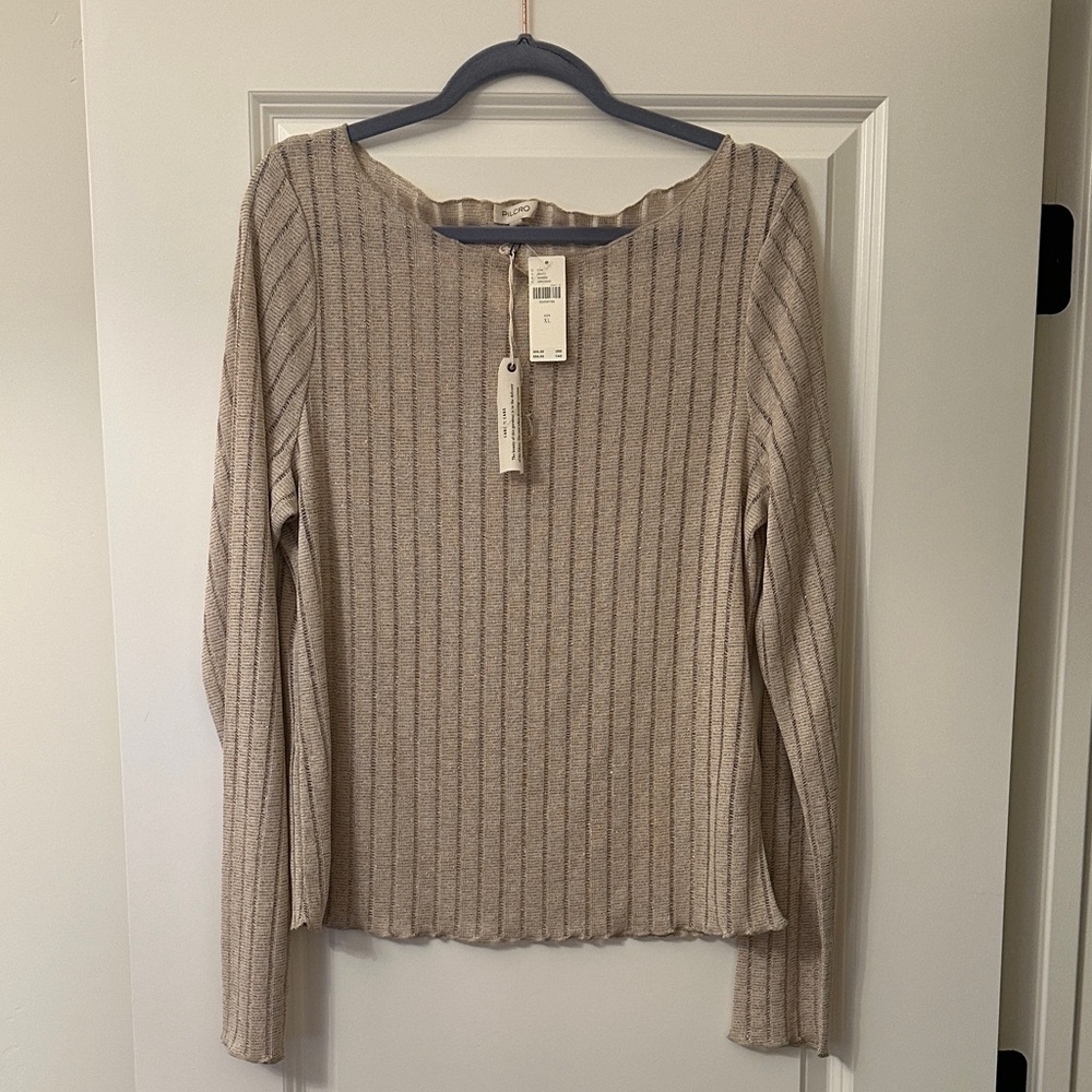 Pilcro Striped Knit Top in Gold and Cream